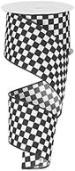 🖤 wired edge black and white check ribbon - 2.5 inches wide x 10 yards logo