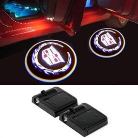img 4 attached to 🚗 Wireless Car Door Led Welcome Laser Projector for Cadillac - No Drill Type Logo Light / All Cadillac Models: Escalade, CTS, SRX, BLS, ATS, STS, XTS, SXT, and More.