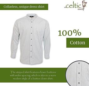 img 3 attached to Irish Heritage Stripe Grandfather Shirt for Men, Collarless Traditional Clothing