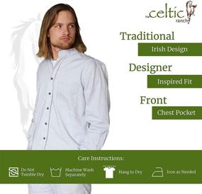 img 2 attached to Irish Heritage Stripe Grandfather Shirt for Men, Collarless Traditional Clothing