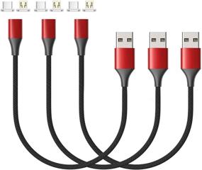 img 4 attached to 🔌 NetDot Magnetic Charging Cable, Gen10 Nylon Braided Magnetic Phone Charger for USB-C and Micro USB Devices and Phones (1ft/3 Pack, Red)