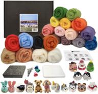 🧶 beginner's guide: wool queen premium needle felting kit - 22 colors 70s wool, pure wool felting pad, 6 various size needles, finger guards, 13 instructions for starters logo