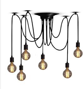 img 4 attached to 🕷️ ZHMA Classic Spider Pendant Lamps, Adjustable DIY Ceiling Spider Light E27, Rustic Chandelier, Industrial Hanging Light for Dining Hall, Bedroom, and Hotel Decoration, 6 Arms (Each with 1.7m Wire)