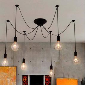 img 3 attached to 🕷️ ZHMA Classic Spider Pendant Lamps, Adjustable DIY Ceiling Spider Light E27, Rustic Chandelier, Industrial Hanging Light for Dining Hall, Bedroom, and Hotel Decoration, 6 Arms (Each with 1.7m Wire)