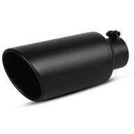 🚗 autosaver88 3 inch inlet black exhaust tip with powder coated finish, 3" inlet and 5" outlet, 12" overall length, made of stainless steel, tailpipe logo