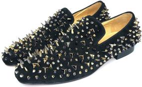 img 4 attached to Justyourstyle Leather Loafers Spikes Slippers: Sleek and Trendy Footwear for the Modern Gentleman