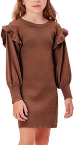 img 4 attached to Sweater Dresses with Lantern Sleeves | Apricot Girls' Clothing for Stylish Dresses