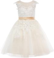 🏻 pluviophily miama champagne lace tulle wedding flower girl dress: perfect junior bridesmaid attire logo