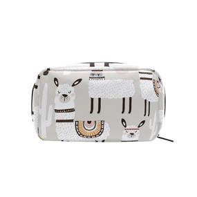 img 3 attached to 🦙 ALAZA White Llama Cosmetic Bag: Stylish and Portable Makeup Brushes Travel Case with Black Zipper