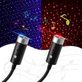 img 4 attached to 🌟 USB Star Light, Sound Activated Strobe with Auto Rotating - 2 Pack, Ruibytree USB Night Light - Adjustable Romantic Interior Car Lights Decoration for Car Party Bedroom (1 Red & 1 Blue)
