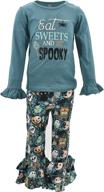 adorable baby girls halloween sweets and be spooky ruffle legging set: a one-of-a-kind choice! logo