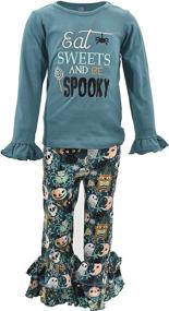 img 4 attached to Adorable Baby Girls Halloween Sweets and Be Spooky Ruffle Legging Set: A One-of-a-Kind Choice!