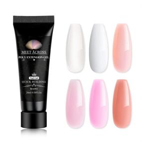 img 3 attached to 💅 MEET ACROSS Poly Extension Nail Gel for Builder Nail Gel - 6 Colors 20ml Nail Art Design Nail Extension Gel Set: Clear, Pink, White, Purple - Poly Nail Extension Gel Ideal for Nail Salon or Easy DIY at Home