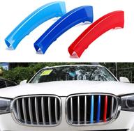 🚗 huayt m-color grille insert trims - 1 set (3pcs) - stripe grille insert trims compatible with 2011-2017 bmw f25 x3 / 2014-2018 bmw f26 x4 center kidney grill (7 beams) logo