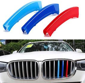 img 4 attached to 🚗 HUAYT M-Color Grille Insert Trims - 1 Set (3pcs) - Stripe Grille Insert Trims Compatible with 2011-2017 BMW F25 X3 / 2014-2018 BMW F26 X4 Center Kidney Grill (7 Beams)