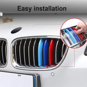 img 1 attached to 🚗 HUAYT M-Color Grille Insert Trims - 1 Set (3pcs) - Stripe Grille Insert Trims Compatible with 2011-2017 BMW F25 X3 / 2014-2018 BMW F26 X4 Center Kidney Grill (7 Beams)