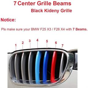 img 2 attached to 🚗 HUAYT M-Color Grille Insert Trims - 1 Set (3pcs) - Stripe Grille Insert Trims Compatible with 2011-2017 BMW F25 X3 / 2014-2018 BMW F26 X4 Center Kidney Grill (7 Beams)