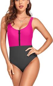 img 4 attached to HyMeYou Swimsuit Waisted Athletic Swimwear Sports & Fitness
