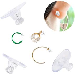 img 2 attached to 🔒 100-Pack Silicone Earring Backs - Clear Rubber Safety Backs with Pad for Secure Earring Locking