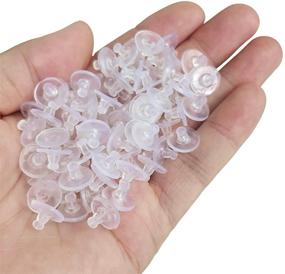 img 1 attached to 🔒 100-Pack Silicone Earring Backs - Clear Rubber Safety Backs with Pad for Secure Earring Locking