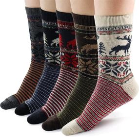 img 4 attached to 🧦 5 Pairs Women's Wool Warm Socks, Soft Thick Winter Knit Socks, Chic Vintage Style, Athletic & Long Socks