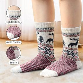 img 3 attached to 🧦 5 Pairs Women's Wool Warm Socks, Soft Thick Winter Knit Socks, Chic Vintage Style, Athletic & Long Socks