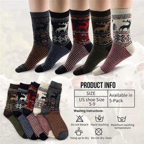 img 1 attached to 🧦 5 Pairs Women's Wool Warm Socks, Soft Thick Winter Knit Socks, Chic Vintage Style, Athletic & Long Socks