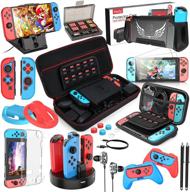 🎮 complete 25-in-1 bundle: heystop switch accessories for nintendo switch - carrying case, dockable protective case, screen protector, steering wheel, playstand, joycon grip (black) logo