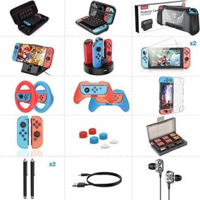 img 3 attached to 🎮 Complete 25-in-1 Bundle: HEYSTOP Switch Accessories for Nintendo Switch - Carrying Case, Dockable Protective Case, Screen Protector, Steering Wheel, PlayStand, Joycon Grip (Black)