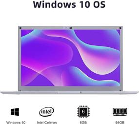 img 3 attached to 💻 Ноутбук Winnovo 14 дюймов - процессор Intel Celeron, 6 ГБ ОЗУ DDR3, 64 ГБ eMMC, 14-дюймовый HD IPS-дисплей, Windows 10, числовая сенсорная панель, WiFi 5G, HDMI, легкий - прекрасно подходит для бизнеса и студентов