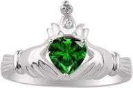 💍 женское кольцо из стерлингового серебра rylos с символом claddah love, loyalty & friendship - сердце 6 мм с драгоценным камнем и бриллиантами - кольца claddagh с камнем рождения для женщин - размер 5-13 логотип