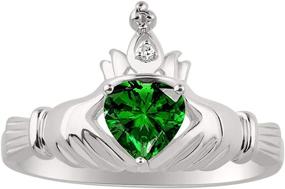 img 4 attached to 💍 RYLOS Women's Sterling Silver Claddah Love, Loyalty & Friendship Ring - Heart 6MM Gemstone & Diamond Claddagh Rings - Birthstone Jewelry for Women - Size 5-13