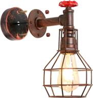 🚰 industrial water pipe wall sconce, steampunk light fixture with e26 edison bulb socket for industrial lamp, farmhouse and bedroom decor логотип