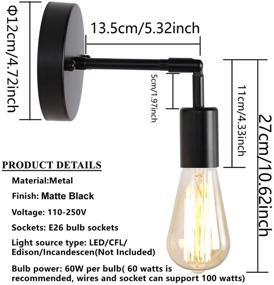 img 1 attached to 🚽 BAODEN Matte Black Bathroom Wall Sconce Set - Vintage Industrial Wall Lamp Fixture