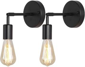 img 4 attached to 🚽 BAODEN Matte Black Bathroom Wall Sconce Set - Vintage Industrial Wall Lamp Fixture