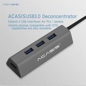 img 2 attached to Anodized Alloy 4-Port USB 3.0 Hub: Fast Data Transfer, Compact Design for Mac and Windows OS