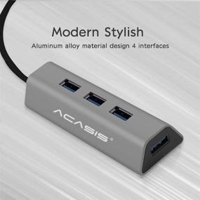 img 1 attached to Anodized Alloy 4-Port USB 3.0 Hub: Fast Data Transfer, Compact Design for Mac and Windows OS