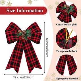 img 3 attached to 🎄 MCEAST 6 Pack Red and Black Buffalo Plaid Christmas Wreath Bows: Festive Xmas Tree and Garland Decoration (9 x 12 Inches)