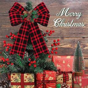 img 2 attached to 🎄 MCEAST 6 Pack Red and Black Buffalo Plaid Christmas Wreath Bows: Festive Xmas Tree and Garland Decoration (9 x 12 Inches)