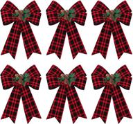 🎄 mceast 6 pack red and black buffalo plaid christmas wreath bows: festive xmas tree and garland decoration (9 x 12 inches) logo