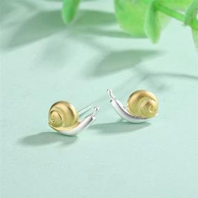 img 2 attached to Cute Mushroom Snail Ring & Creative Cartoon Snail Stud 🍄 Earrings: Adorable Gold & Silver Snail Mushroom Jewelry for Women & Girls