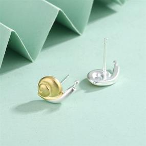 img 1 attached to Cute Mushroom Snail Ring & Creative Cartoon Snail Stud 🍄 Earrings: Adorable Gold & Silver Snail Mushroom Jewelry for Women & Girls