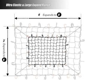 img 3 attached to 🔒 CZC AUTO Супер долговечная бункерная грузовая сетка 3x4фт: надежная и расширяемая грузовая сетка для пикапов, прицепов, домов на колесах, внедорожников и лодок - включает 12 безопасных карабинов и 12 пластиковых крючков