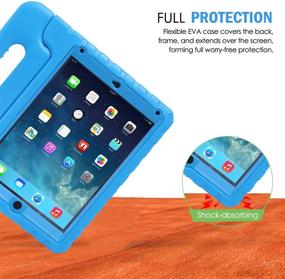 img 1 attached to 🔵 HDE Case for iPad Air 2 - Shockproof Bumper Hard Cover with Screen Protector & Handle Stand for Kids - Blue