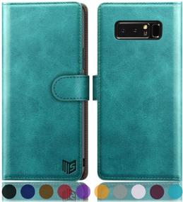 img 4 attached to 📱 Slim SUANPOT Wallet Case for Samsung Galaxy Note 8 - RFID Blocking, Leather Cover with Card Holder, Flip Folio Book Design - Shockproof, for Women and Men - Blue Green