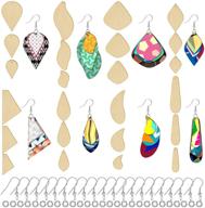 🔨 48-piece set of unfinished wooden earrings and dangle pendants - natural wood charms for diy jewelry craft making, includes earring hooks and jump rings logo