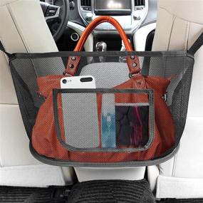 img 4 attached to 🚗 Car Net Pocket Handbag Holder: Convenient Car Storage Organizer for Phone, Documents, and Purse, Ideal for Backseat Kids and Pets, Features Cargo Tissue Holder - Safego