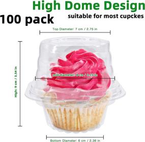 img 3 attached to 🧁 100-Pack Clear Plastic Cupcake Boxes with Dome Lids - Disposable Containers for Individual Cupcakes, Muffins, Salads, Desserts, Hamburger Sliders, Fruits - Convenient Cupcake Carriers