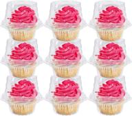 🧁 100-pack clear plastic cupcake boxes with dome lids - disposable containers for individual cupcakes, muffins, salads, desserts, hamburger sliders, fruits - convenient cupcake carriers логотип