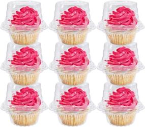 img 4 attached to 🧁 100-Pack Clear Plastic Cupcake Boxes with Dome Lids - Disposable Containers for Individual Cupcakes, Muffins, Salads, Desserts, Hamburger Sliders, Fruits - Convenient Cupcake Carriers